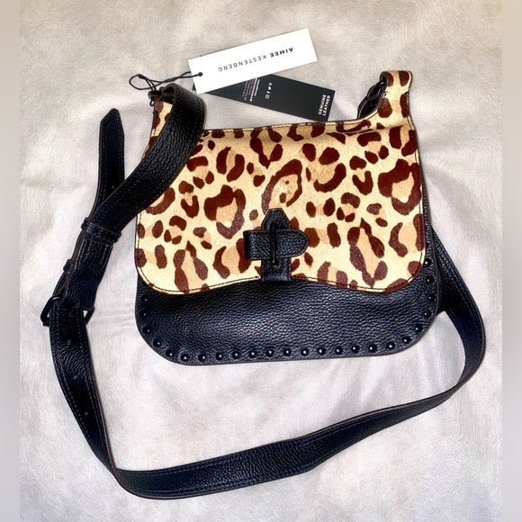 Aimee Kestenberg Handbags - Aimee Kestenberg Brown and Black Crossbody Bag with Leopard Print